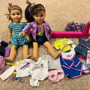 American Girl McKenna and friend Gymnastic Cheer balance beam Lot